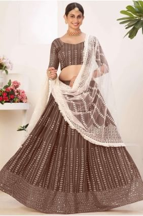 Caramel  Party Lehenga Choli with Embroidered Georgette LC6097