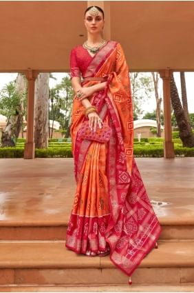 Patola silk Saree in Red with Weaving SR23326