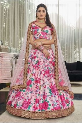 Pink Wedding Lehenga Choli in Art silk with Digital print LC6286