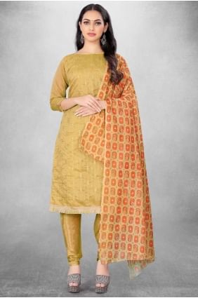 Chanderi Mustard  Salwar Kameez in Printed SK15263