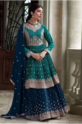 Georgette Eid Lehenga Suit in Rama  with Embroidered LS033