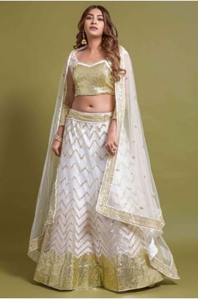 Net Embroidered Pista  Wedding Lehenga Choli with Dupatta LC6370