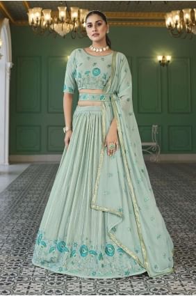 Georgette Lehenga Choli in Pista  with Embroidered LC6399