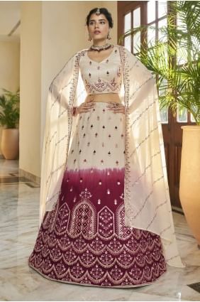 Embroidered Art silk Maroon Wedding Lehenga Choli with Dupatta LC6438