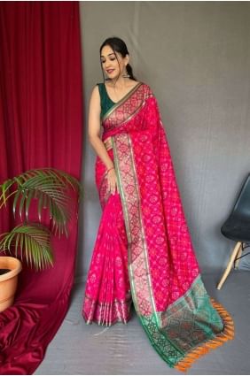 Pink Saree in Weaving Patola silk SR24169
