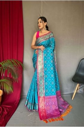 Weaving Saree in Blue Patola silk SR24170