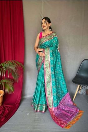Rama  Saree with Weaving Patola silk SR24171