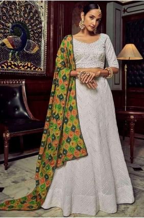 Georgette Wedding Lehenga Choli with Embroidered in White LC6713