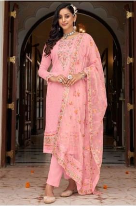 Pink Georgette Salwar Kameez with Embroidered SK153086