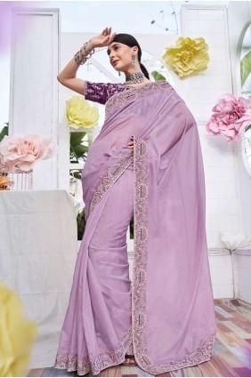 Purple Organza Saree with Embroidered SR24259