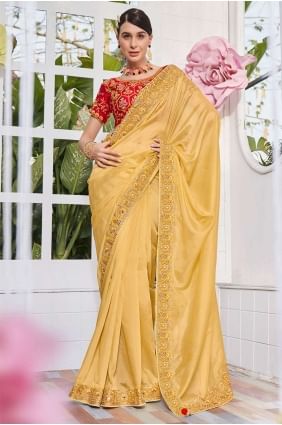 Embroidered Organza Yellow Saree with Blouse SR24260