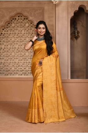 Yellow Saree in Weaving Raw silk SR24284