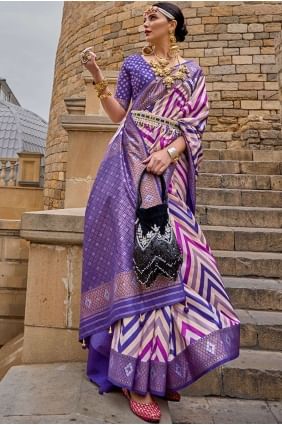 Purple Silk  Saree with Digital print SR25828