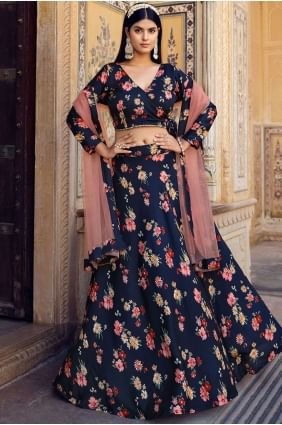 Blue Lehenga Choli in Silk in Printed LC7518