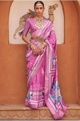 Orchid purple Silk Printed Saree SR25868