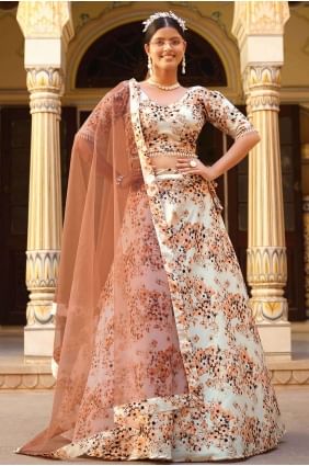 Off white  Lehenga Choli in Silk with Printed LC7626