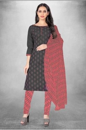Grey Digital print Salwar Kameez in Cotton SK153939