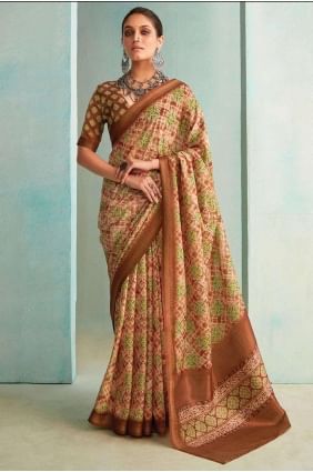 Jute Saree in Beige  with Zari  weaving SR26318
