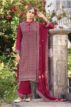 Pink Embroidered Silk Palazzo Suit PZ3898