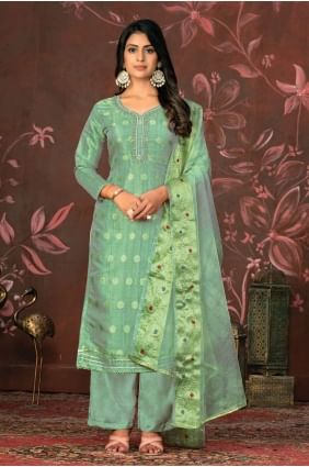 Green  Straight Pant Suit in Plain SK154005