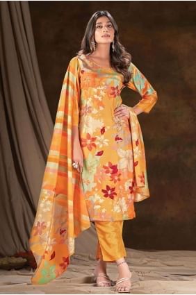 Yellow Digital print Muslin Salwar Kameez SK154064