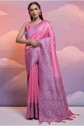 Weaving Handloom silk Baby pink  Saree with Blouse SR26505