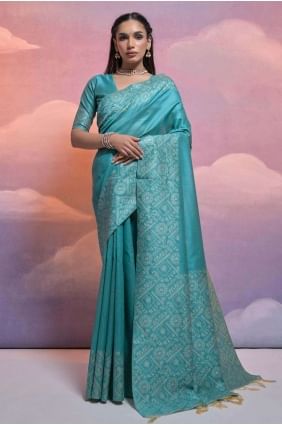 Firozi  Handloom silk Saree  Weaving SR26508