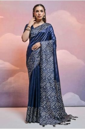 Saree Nevy blue  Weaving Handloom silk SR26511