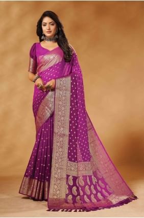 Wine  Weaving Saree Georgette SR26565