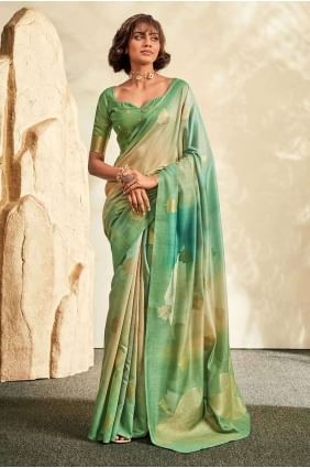 Handloom Saree in Green with Printed SR26900
