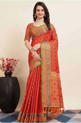 Saree Silk in Red with Weaving SR26913