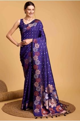 Silk Royal blue  Saree in Zari SR26946