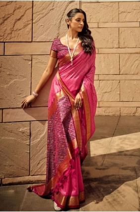 Handloom silk Saree in Pink with Printed weaving SR26951