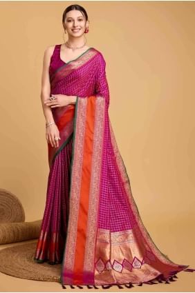 Saree in Magenta  Silk with Zari weaving SR26960