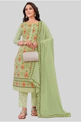 Pista  Straight Pant Suit with Printed Chanderi silk SK154243