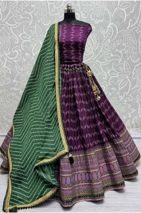 Purple Lehenga Choli in chiffon with Printed LC7845