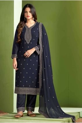 Salwar Kameez in  grey Georgette with Embroidered SK154328
