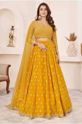 Yellow Georgette Embroidered Lehenga Choli with Dupatta LC7863