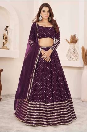 Embroidered Georgette Lehenga Choli in Wine  LC7864
