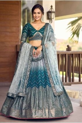Blue Lehenga Choli with Embroidered Chiffon LC7866