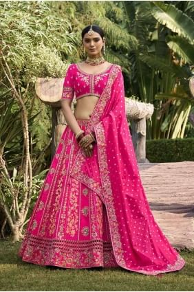 Pink Embroidered Banarasi silk Lehenga Choli LC7871
