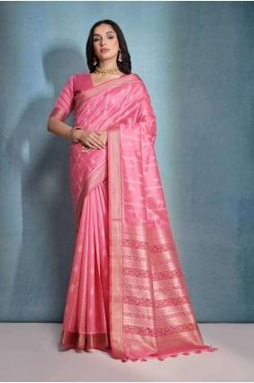 Printed Tussar silk Saree in Gajri  SR27096
