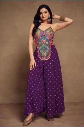 Purple suit Art silk with Embroidered SK154690