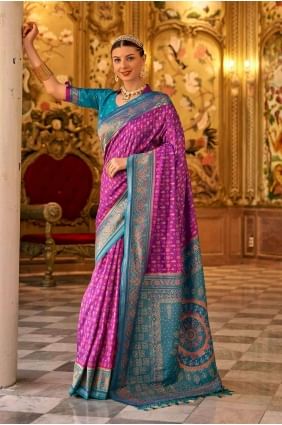 Blue Saree in Weaving Banarasi silk SR27165
