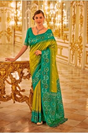 Banarasi silk Saree with Weaving in Lemon yellow  SR27171