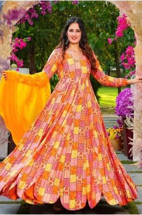 Musterd  Gown Dress in Rayon with Printed GW0910