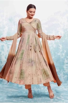 Embroidered Georgette Brown Anarkali Suit with Dupatta AS3950