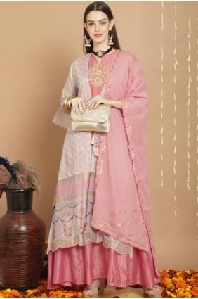 Art silk Embroidered Grey Straight Suit with Dupatta SK154433