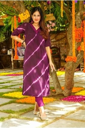 Muslin Purple Salwar Kameez in Printed SK154688