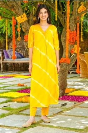 Muslin Yellow Straight Pant Suit with Dupatta SK154687